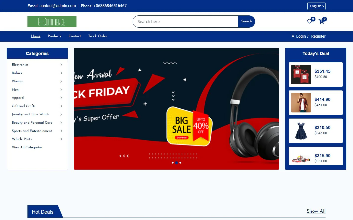 E-commerce Platform — live site screenshot