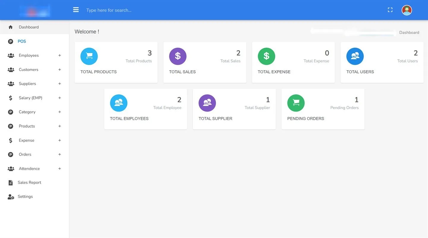 Pharmacy POS & Inventory dashboard screenshot