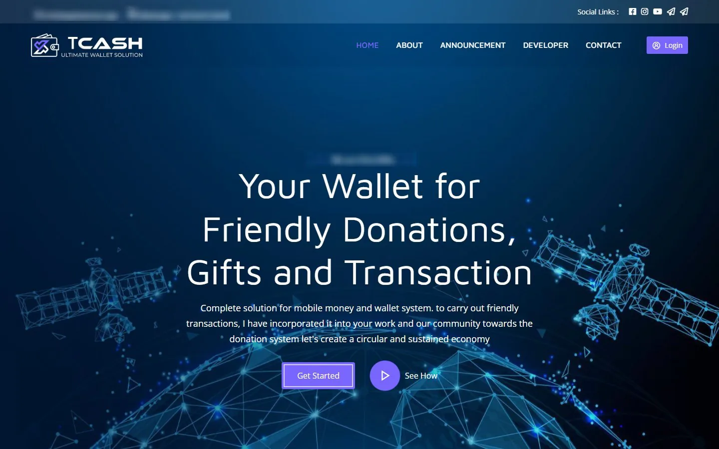 Tcash — live site screenshot